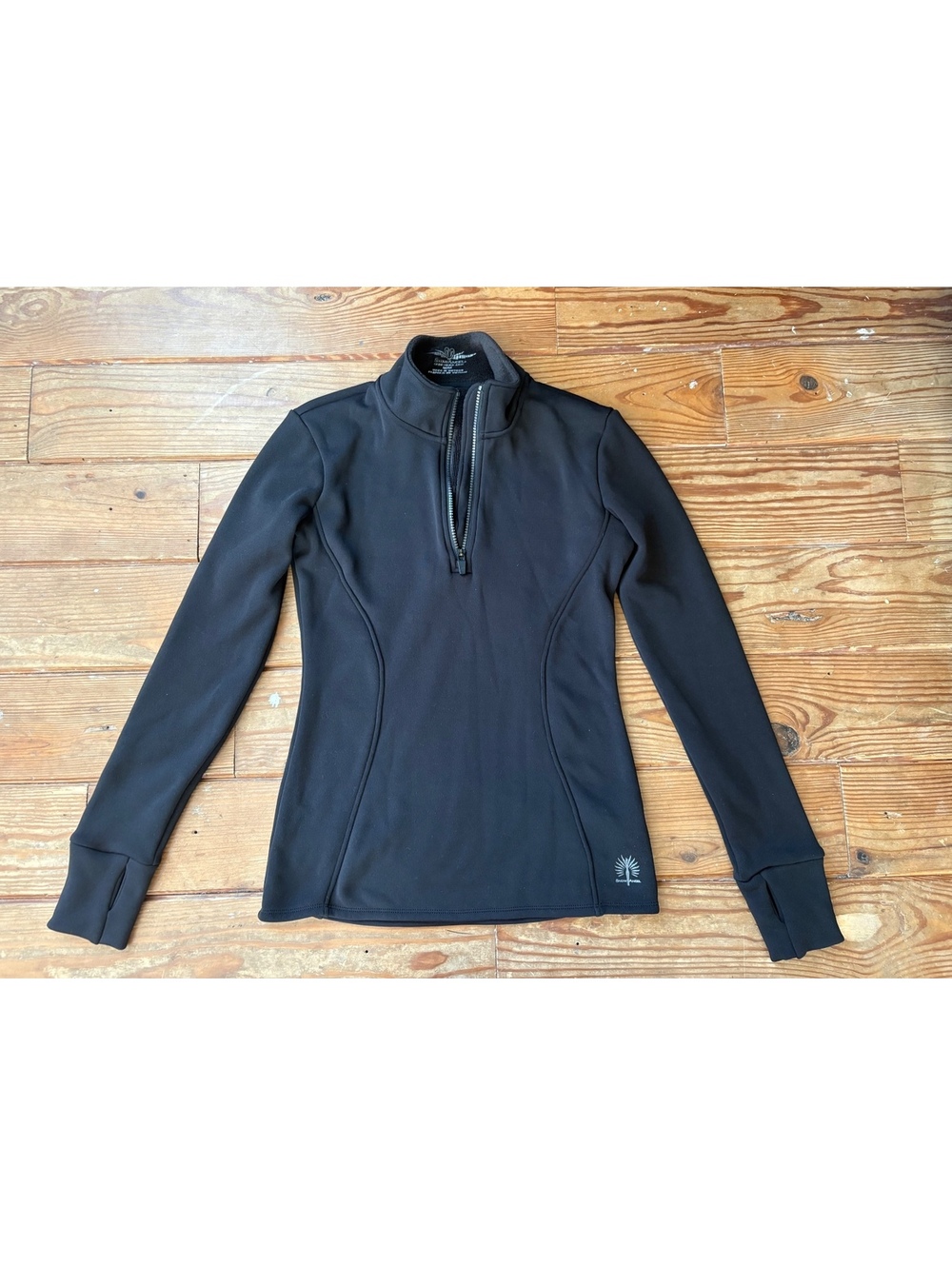 Snow Angel Women’s Medium Black Fleece Lined Quarter Zip Pullover Thumbholes